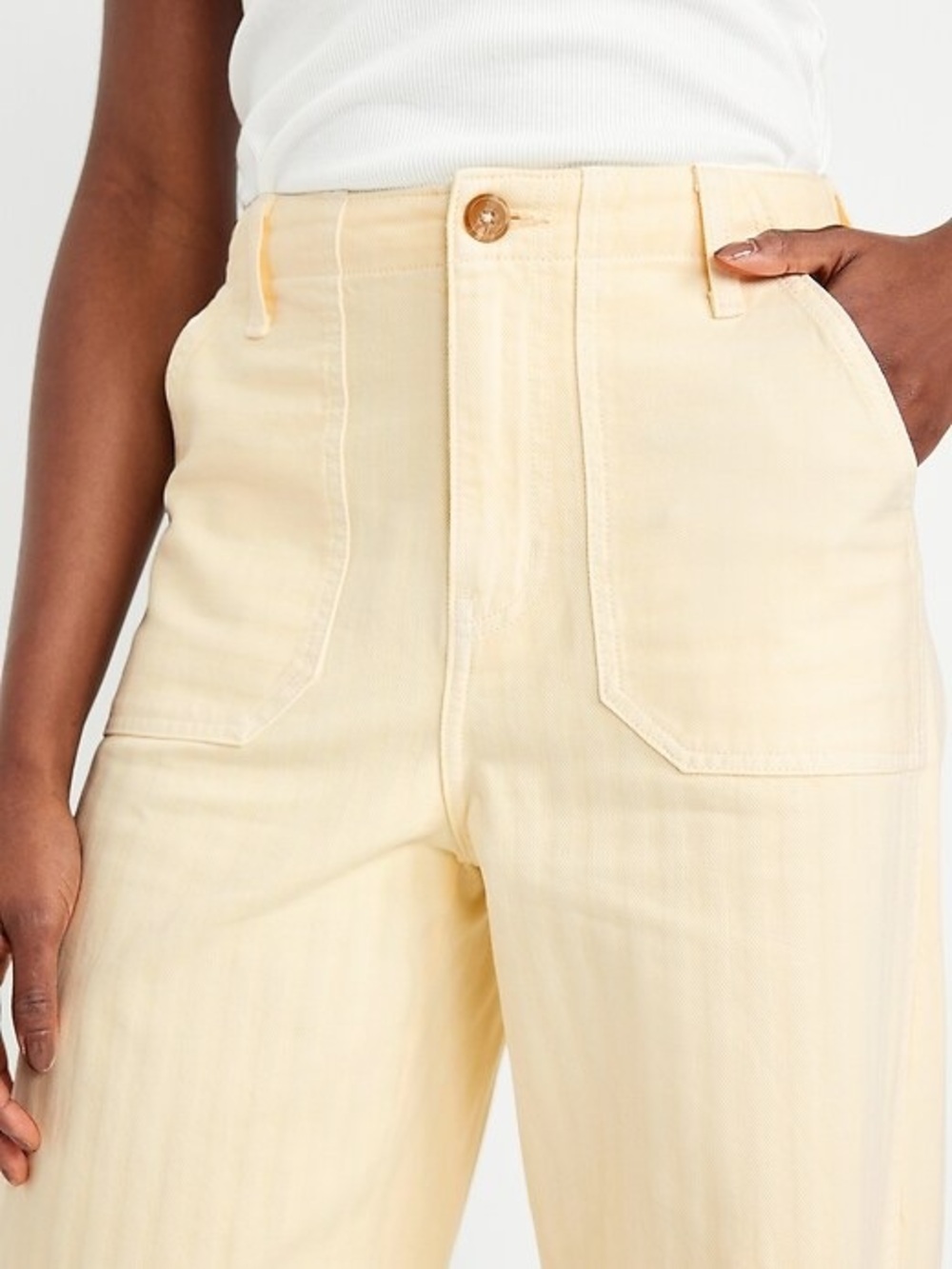 Old Navy Wide Leg Pants in Pale Yellow